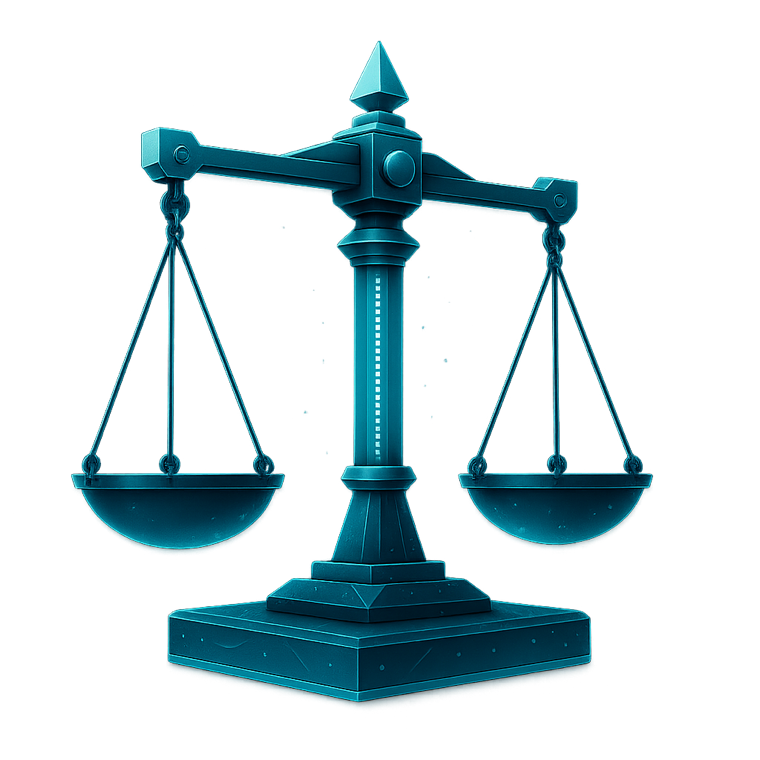 Independent arbitrator resolving an escrow dispute, illustrated as a balance scale